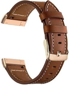 img 3 attached to LDFAS Leather Band 2-Pack for Fitbit Sense/Versa 3 - Women-Men Accessory Watch Straps with Rose Gold Metal Buckle - Brown+Black