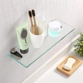 img 3 attached to 🛁 KES BGS3200S35-2: 13.7 Inch Rectangle Floating Glass Shelf - Wall Mounted Brushed Finish Bathroom Organizer