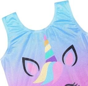 img 2 attached to 🦄 Long Sleeve Unicorn Rainbow Purple Glitter Gymnastics Leotard for Girls - Sparkly Tank Dancewear