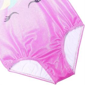 img 1 attached to 🦄 Long Sleeve Unicorn Rainbow Purple Glitter Gymnastics Leotard for Girls - Sparkly Tank Dancewear