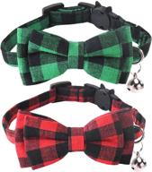 🐾 2 pack breakaway cat collars with bell and cute bow tie - christmas buffalo plaid design, adjustable safety buckle - ideal for cats, kittens, and kitties logo