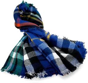 img 1 attached to Pashmina Blanket Checked 🧣 Scarves for Women's Accessories - Scarfs