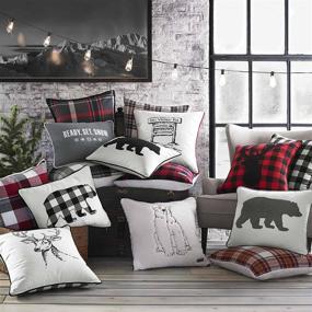 img 1 attached to 🏔️ Вязаная подушка Eddie Bauer Home Lodge в серых клетках: стильная и уютная, 20 x 20 дюймов