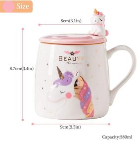 img 1 attached to 🦄 Cute Ceramic Unicorn Mug with Lovely Spoon - Novelty Coffee Tea Milk Christmas Gift for Girls and Magic Unicorn Lovers - 380ML Capacity (Pink)