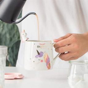 img 2 attached to 🦄 Cute Ceramic Unicorn Mug with Lovely Spoon - Novelty Coffee Tea Milk Christmas Gift for Girls and Magic Unicorn Lovers - 380ML Capacity (Pink)