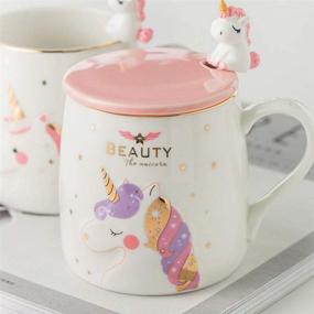 img 3 attached to 🦄 Cute Ceramic Unicorn Mug with Lovely Spoon - Novelty Coffee Tea Milk Christmas Gift for Girls and Magic Unicorn Lovers - 380ML Capacity (Pink)