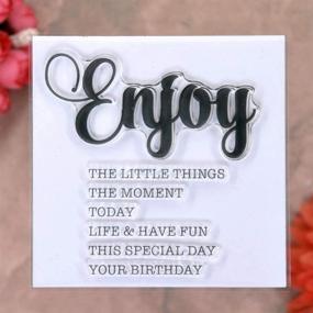 img 3 attached to 🌟 KWELLAM Rubber Clear Stamps - Enhance Photo Albums, Cards, and Scrapbooking with Words of Enjoyment, Wishes, Welcome, and Thanks (4pcs/Lot)