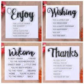 img 4 attached to 🌟 KWELLAM Rubber Clear Stamps - Enhance Photo Albums, Cards, and Scrapbooking with Words of Enjoyment, Wishes, Welcome, and Thanks (4pcs/Lot)