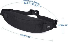 img 1 attached to Waterproof Black Fanny Pack for Men and Women - Small, Plus Size - Cell Phone Holder, Outdoor Fashion Waist Bag with Headphone Jack and 3-Zipper Pockets