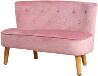 🎁 luxury pink velvet kid couch, kid loveseat, and kid upholstered chair - perfect kid gift логотип