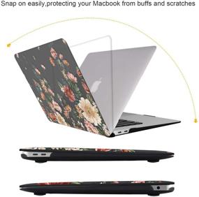 img 1 attached to 🖥️ iCasso MacBook Air 13 inch Case 2018-2020 Release A2337 M1/A1932/A2179, Black Floral Hard Shell + Keyboard Cover | Compatible with Newest MacBook Air 13'' Retina Display & Touch ID