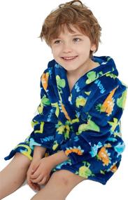 img 1 attached to 👦 Fleece Printed Hooded Bathrobes: A Cozy Sleepwear Essential for Boys