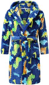 img 4 attached to 👦 Fleece Printed Hooded Bathrobes: A Cozy Sleepwear Essential for Boys