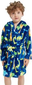 img 2 attached to 👦 Fleece Printed Hooded Bathrobes: A Cozy Sleepwear Essential for Boys