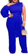 stylish and comfortable fastkoala plus size jumpsuit: one shoulder, long sleeve, zipper and belted, l-4xl logo