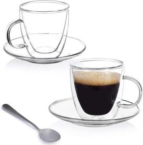 img 4 attached to 🔥 Premium Insulated Oz Espresso Cups – Unbreakable Borosilicate Glass