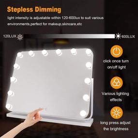 img 3 attached to 💄 Hollywood Makeup Mirror with LED Lights, 3-Color Adjustable Lighting, 360° Rotatable, Rounded Corners Cosmetic Mirror with 14 Dimmable Bulbs, 10X Magnification (Detachable)