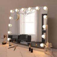 💄 hollywood makeup mirror with led lights, 3-color adjustable lighting, 360° rotatable, rounded corners cosmetic mirror with 14 dimmable bulbs, 10x magnification (detachable) logo