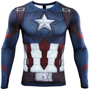 img 4 attached to 🦸 Superhero Style Unleashed: Captain America Men's Compression Shirt with 3D Print