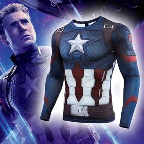 img 2 attached to 🦸 Superhero Style Unleashed: Captain America Men's Compression Shirt with 3D Print