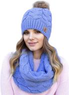 🧣 winter knit pom beanie hat scarf set for women: cute, soft, and warm infinity scarves logo