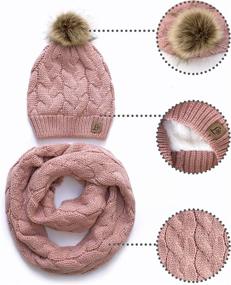 img 2 attached to 🧣 Winter Knit Pom Beanie Hat Scarf Set for Women: Cute, Soft, and Warm Infinity Scarves