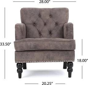 img 1 attached to 🪑 Medford Brown Tufted Club Chair: Elegant Fabric Accent Chair with Studded Nailhead Accents