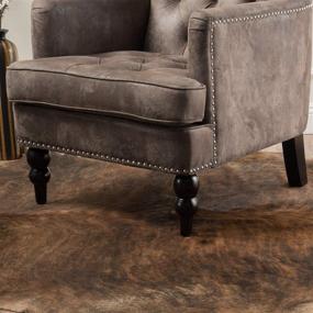 img 2 attached to 🪑 Medford Brown Tufted Club Chair: Elegant Fabric Accent Chair with Studded Nailhead Accents