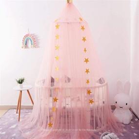 img 3 attached to 🏰 Dix-Rainbow Princess Bed Canopy Yarn Play Net – Ideal for Kids' Baby Beds, Children's Round Dome Tents – Enhance Indoor/Outdoor Castle Décor – Hanging Decoration & Reading Canvas (Pink)