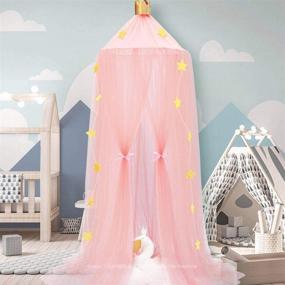 img 2 attached to 🏰 Dix-Rainbow Princess Bed Canopy Yarn Play Net – Ideal for Kids' Baby Beds, Children's Round Dome Tents – Enhance Indoor/Outdoor Castle Décor – Hanging Decoration & Reading Canvas (Pink)