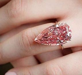 img 1 attached to 💍 Metmejiao Серебряное Кольцо с Бриллиантами 925-й пробы для Обручения и Свадьбы - Модное Кольцо с Розовым Камнем в Виде Водяной Капли 5A - Мягкая Огранка - Размер 10