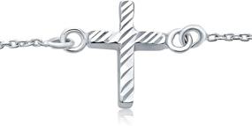 img 3 attached to 🕊️ Religious 925 Sterling Silver Sideways Cross Anklet Bracelet for Women - Adjustable 9 to 10 Inch Ankle Bracelet