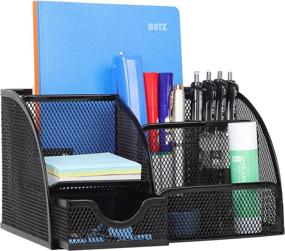 img 4 attached to 🖤 Black Beiz Desk Organizer Caddy with Storage Drawer: Office Supplies and Accessories for Pen/Pencil Holder, Home Office and Classroom Organization & Decor, Workspace Essential