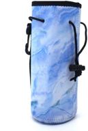 🧴 neoprene water bottle carrier - insulated sleeve case pouch cover for 0.6l or 0.75l bottles, ideal for stainless steel and plastic bottles - blue marble логотип