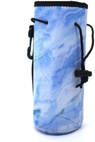 img 2 attached to 🧴 Neoprene Water Bottle Carrier - Insulated Sleeve Case Pouch Cover for 0.6L or 0.75L Bottles, Ideal for Stainless Steel and Plastic Bottles - Blue Marble