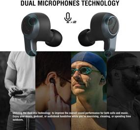 img 1 attached to Jabees Firefly.2 Touch TWS Bluetooth Earbuds, Waterproof & Dustproof IP67, 10-Hour Playtime in Midnight Green, Transparency Mode, Water Sports Earphone, Dual-Mic Headset with Qi Wireless Charging Case (Charcoal)