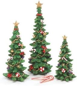 img 1 attached to Set of 3 Christmas Tree Figurines with Festive Decorations for Home Holiday Décor