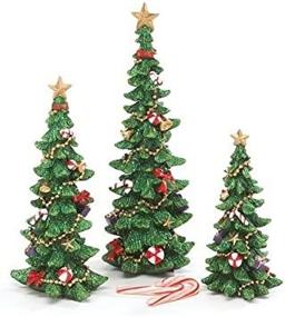 img 2 attached to Set of 3 Christmas Tree Figurines with Festive Decorations for Home Holiday Décor