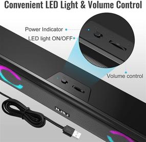 img 1 attached to 🔊 High-Quality USB Computer Speakers with RGB LED Light and Volume Control - Black | NJSJ H138 Portable Sound Bar for Windows PCs, Desktops, Laptops