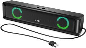 img 4 attached to 🔊 High-Quality USB Computer Speakers with RGB LED Light and Volume Control - Black | NJSJ H138 Portable Sound Bar for Windows PCs, Desktops, Laptops