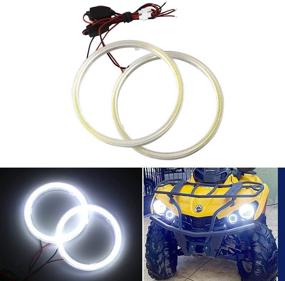 img 4 attached to ✨ Qasim 1-Pair Super White 100MM 72SMD COB LED Halo Ring Angel Eyes Led Headlight with Lampshade Cover 12V 24V - Enhanced Brightness for Superior Visibility!