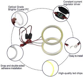 img 2 attached to ✨ Qasim 1-Pair Super White 100MM 72SMD COB LED Halo Ring Angel Eyes Led Headlight with Lampshade Cover 12V 24V - Enhanced Brightness for Superior Visibility!