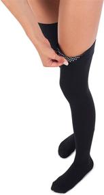 img 2 attached to 🧦 Jomi Compression Thigh High Collection, 20-30mmHg Premiere Closed Toe 240 (Large Size, Black Color)