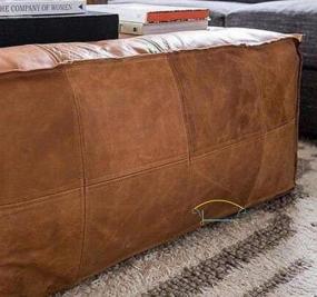 img 1 attached to 🪑 LEATHEROOZE Unstuffed Moroccan Leather Ottoman Pouffe: Handmade, Amazing Square Design, Light Tan Footstool Pouf (35x35x18 inch)