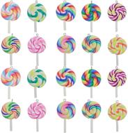 🍭 vibrant 20 pcs polymer clay lollipops pendant charms: colorful and eye-catching! logo