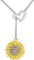 🌻 caiyao retro sunflower rhinestone beads love heart pendant necklace for women girls 14k gold silver plated - you are my sunshine flower plant chain necklace, ideal for parties, birthdays, holidays, and jewelry gifts logo