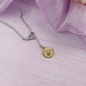 img 1 attached to 🌻 Caiyao Retro Sunflower Rhinestone Beads Love Heart Pendant Necklace for Women Girls 14K Gold Silver Plated - You are My Sunshine Flower Plant Chain Necklace, Ideal for Parties, Birthdays, Holidays, and Jewelry Gifts