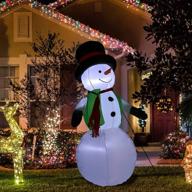 🎅 sunnydaze giant inflatable christmas decoration - 7-foot holly jolly snowman - seasonal outdoor blow-up yard and garden decor with fan blower and led lights for festive holiday display logo