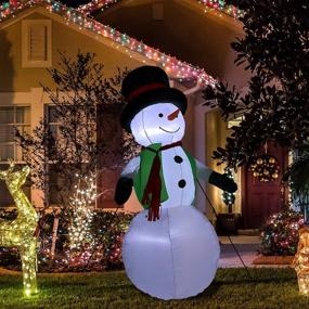 img 4 attached to 🎅 Sunnydaze Giant Inflatable Christmas Decoration - 7-Foot Holly Jolly Snowman - Seasonal Outdoor Blow-Up Yard and Garden Decor with Fan Blower and LED Lights for Festive Holiday Display