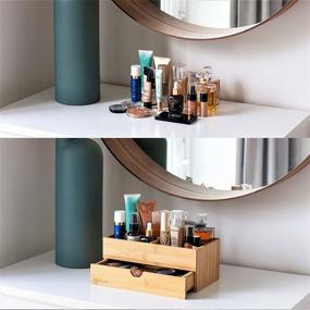 img 1 attached to 🎍 Bamboo Cosmetic Storage Organizer - Makeup Drawer Organizer for Skincare and Cosmetics - Display Stand for Accessories - Compact Lipstick, Jewelry, and Makeup Storage Box for Bathroom, Kitchen, Bedroom